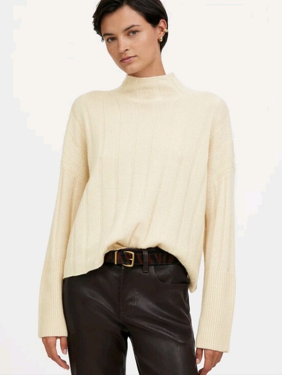 Madewell Sweaters - Madewell Ribbed Cashmere Wool Mockneck Sweater S Ivory